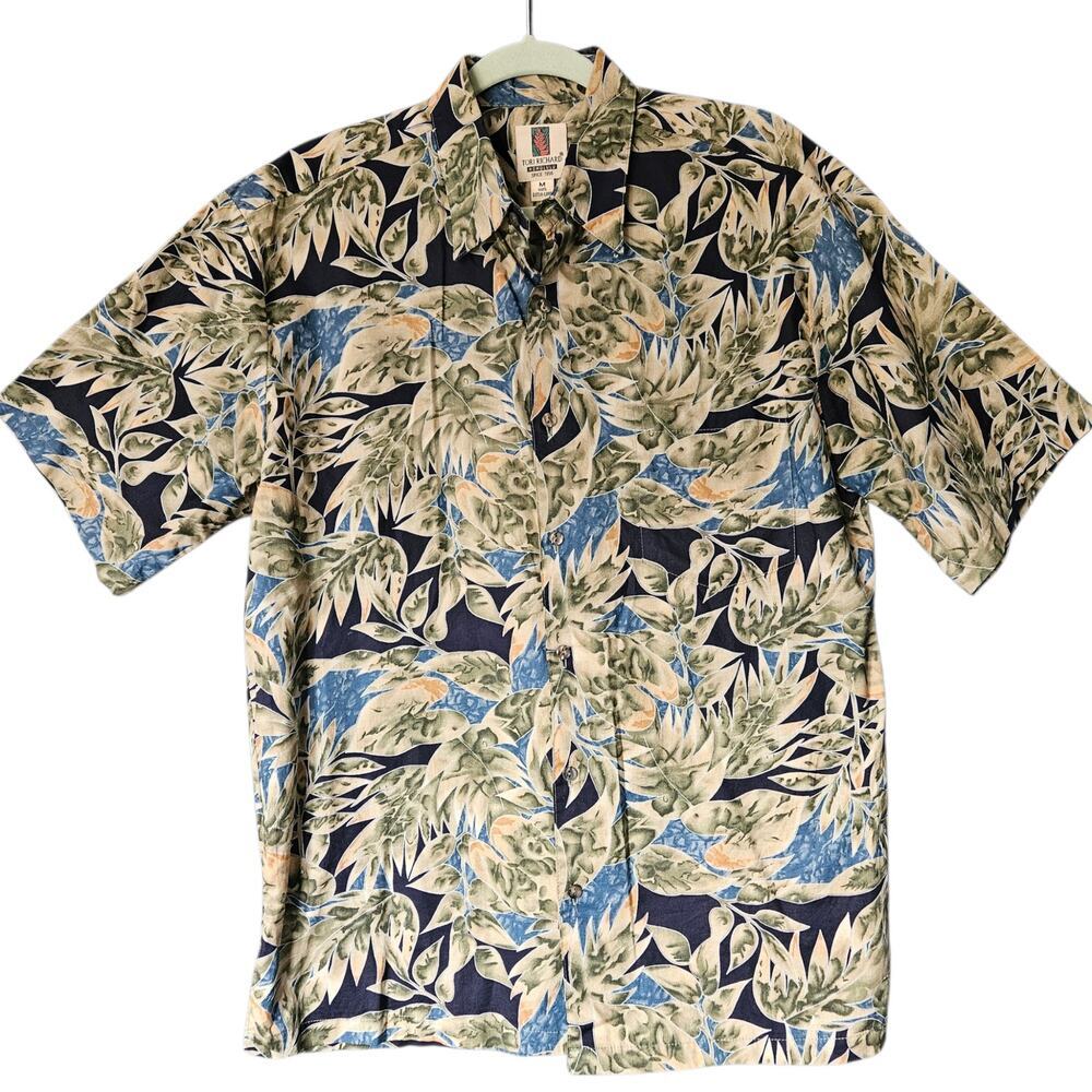 Men's Tori Richard Honolulu Short Sleeve Button Up Shirt Tropical Leaf Print M